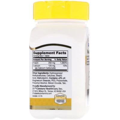 21st Century - витамин B-3, 250 мг, 110 таб (ниацин - никотиновая кислота)