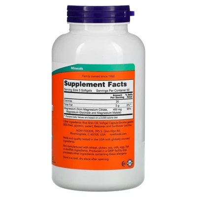 Цитрат магния NOW Magnesium Citrate, 400 мг, 180 капс
