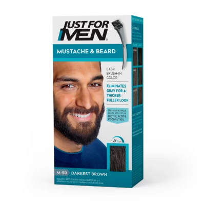 Just for men - краска для бороды Darkest brown m50 в комплекте с кисточкой