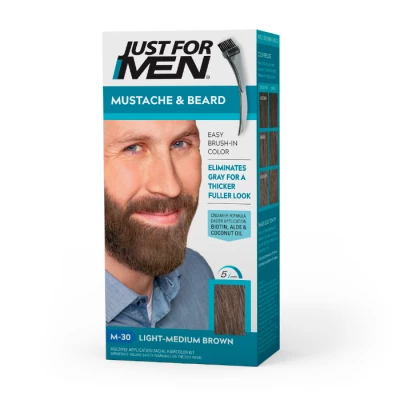 Just for men - краска для бороды Light Medium Brown m30 в комплекте с кисточкой