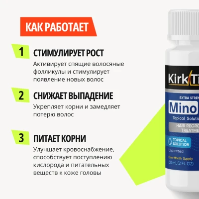 Лосьон для роста волос Kirktime - Minofast 5% - 4 флакона - фото 2
