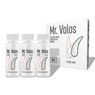 Mr. Volos 5% - 3 флакона (коробка) + оригинальная пипетка