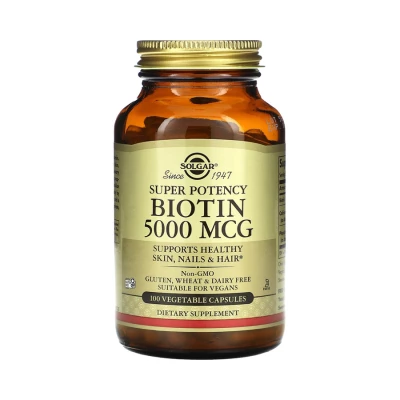Биотин для волос и бороды Solgar, 5000 мкг, 100 капс