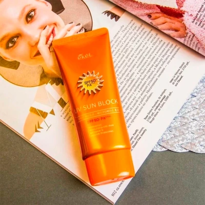 Крем солнцезащитный с экстрактом алоэ Ekel UV sun block SPF50/PA+++, 70 г
