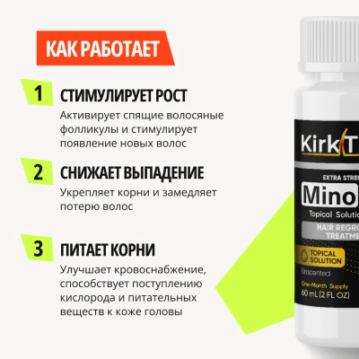 Лосьон для роста волос Kirktime - Minofast 30% - 1 флакон - фото 2